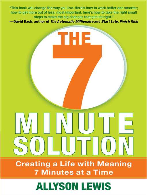 Title details for The 7 Minute Solution by Allyson Lewis - Available